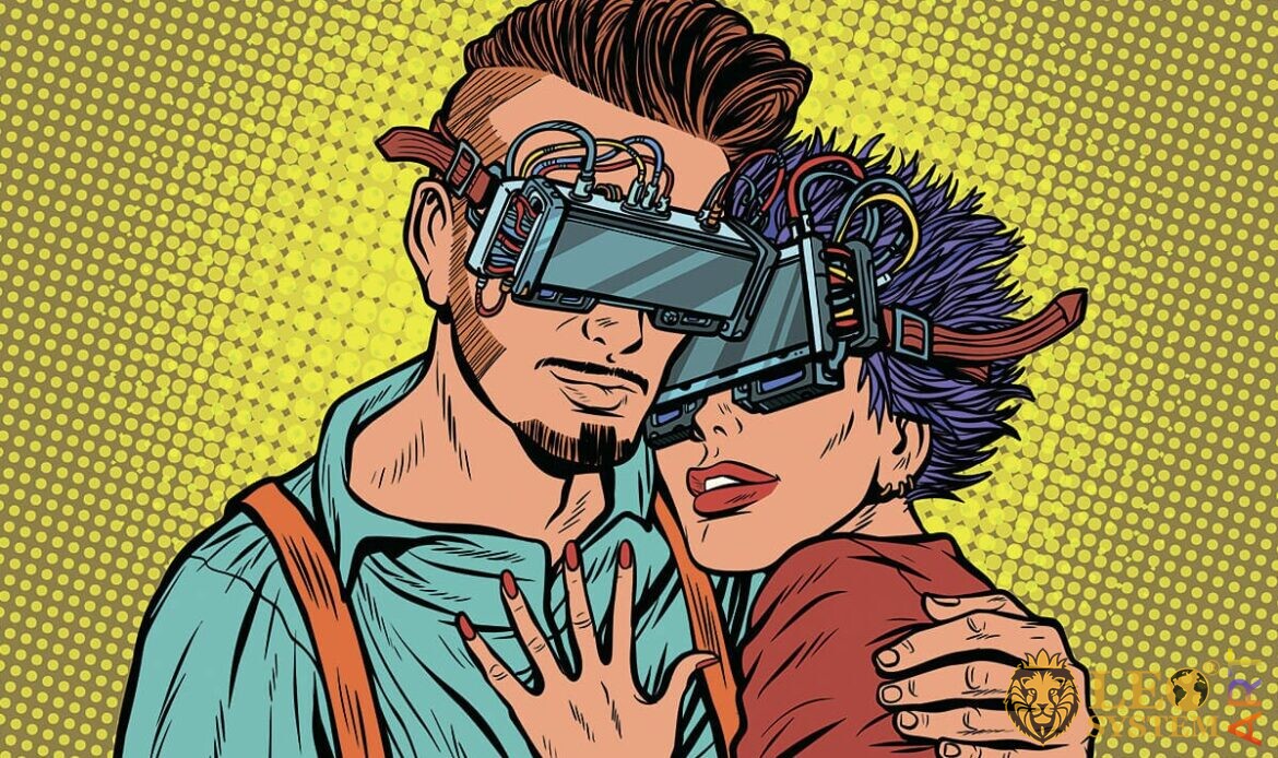 Picture of a romantic couple wearing virtual glasses