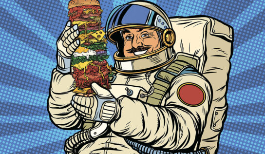 Cheerful Hungry Men and Food