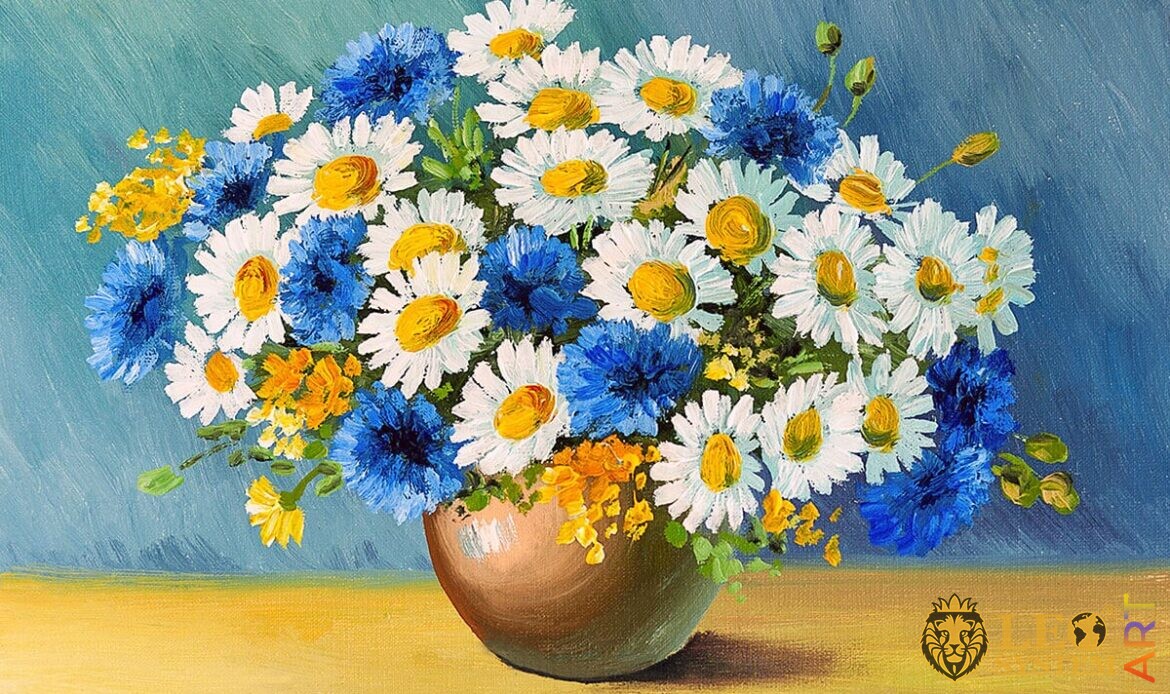 Gorgeous oil painting bouquet of spring flowers