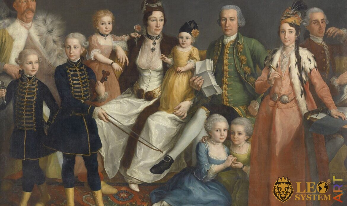 David George van Lennep, Senior Merchant of the Dutch Factory at Smyrna, and his Wife and Children, Original painting