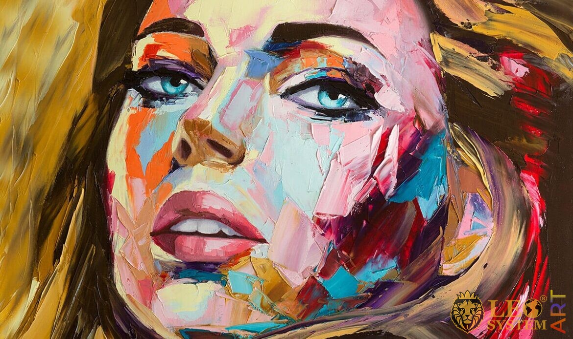Oil painting with a beautiful female face