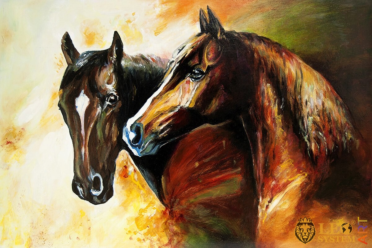 Oil painting of two lovely horses