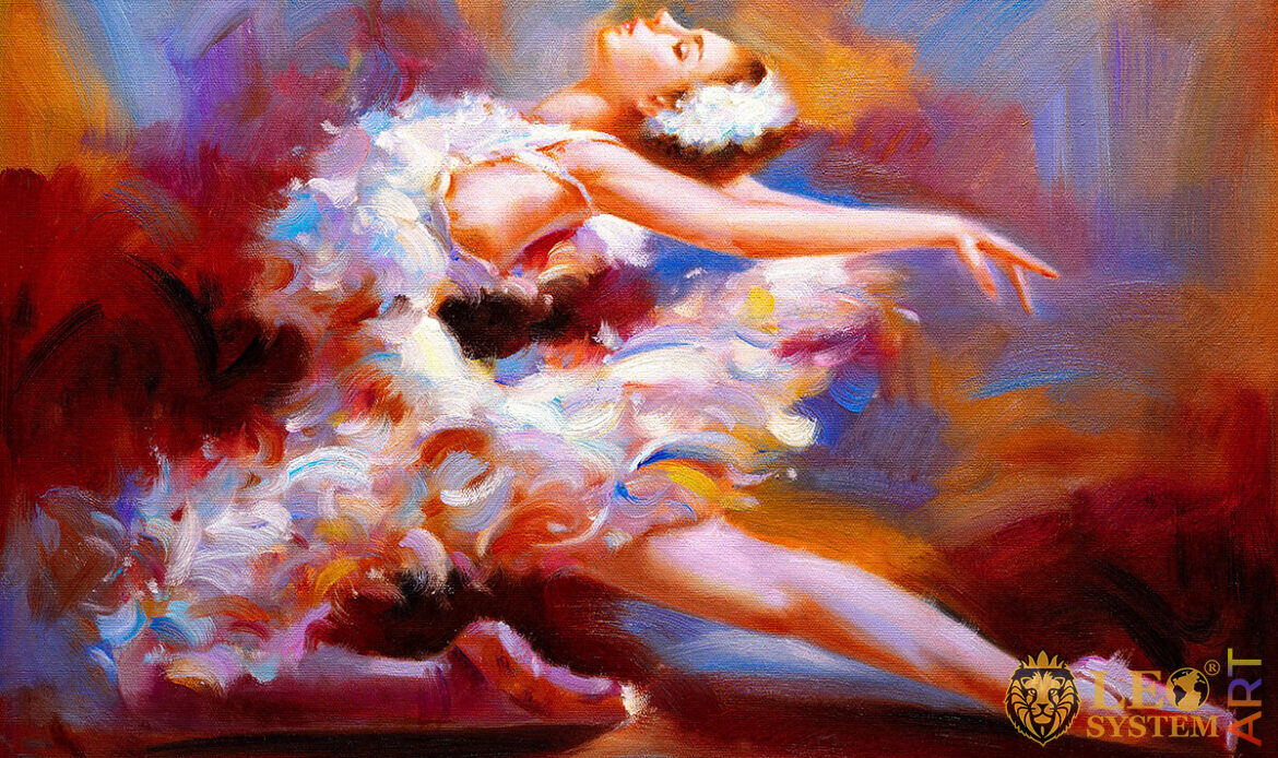 Original painting with a flying ballerina