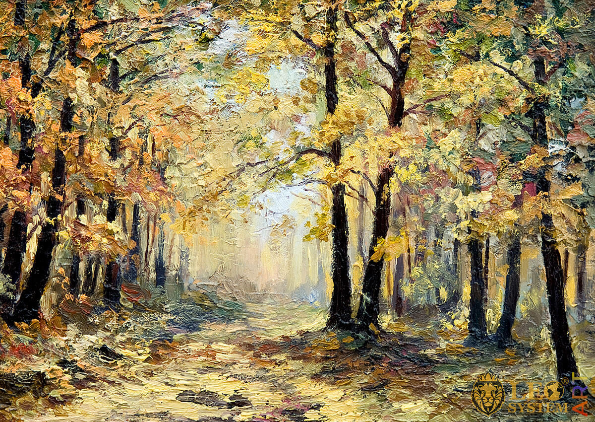Original painting with a dense forest
