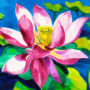Oil painting with gorgeous water lily