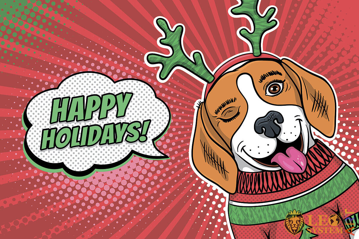 Cute dog wishes happy holidays