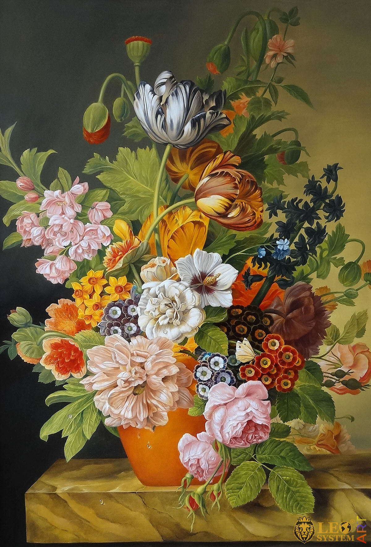 Painting with a set of amazing flowers