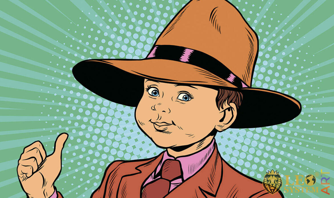 Picture of a cute child in a big hat