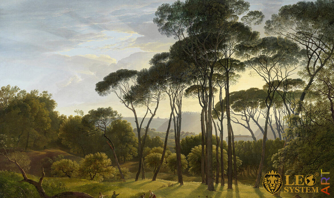 Italian Landscape with Umbrella Pines, Hendrik Voogd, Original Painting