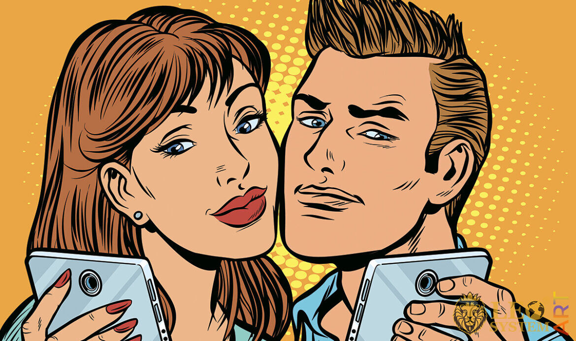 Picture of cute couple taking selfie