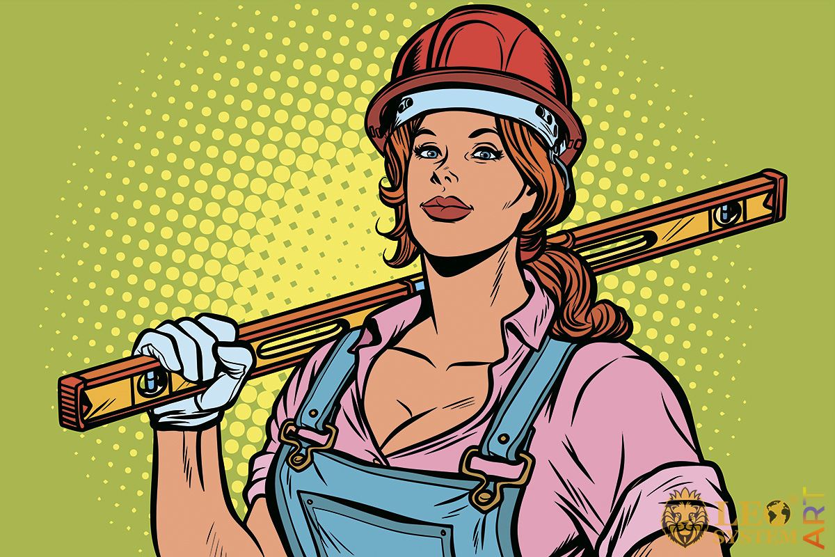 Picture of a strong woman in a work hard hat
