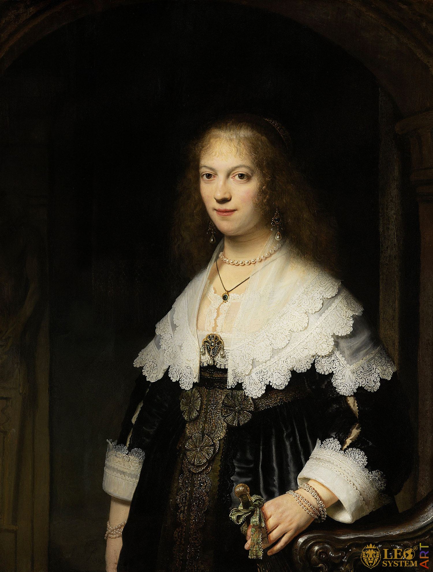 Portrait of a Woman, Possibly Maria Trip, Painter: Rembrandt van Rijn, 1639, Dutch Painting