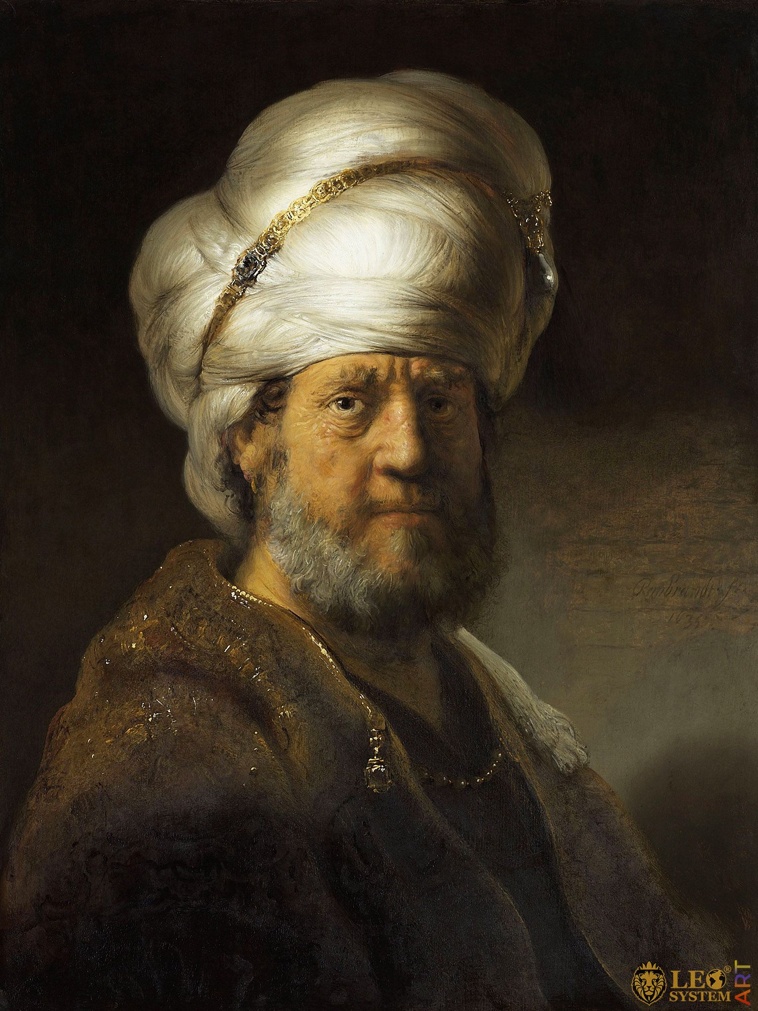 Man in Oriental Clothing, Painter: Rembrandt van Rijn, 1635, Dutch Painting