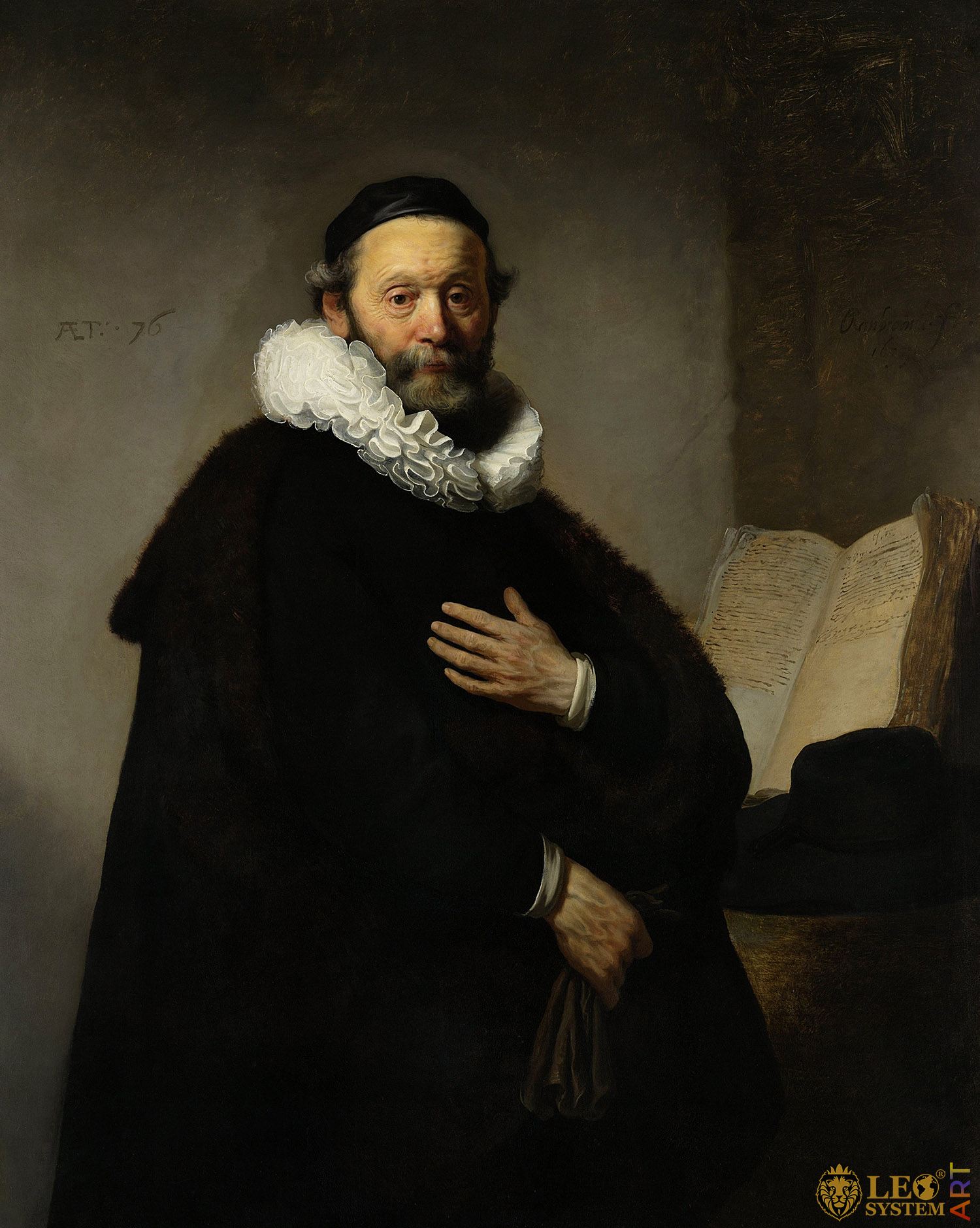 Portrait of Johannes Wtenbogaert, Painter: Rembrandt van Rijn, 1633, Dutch Painting
