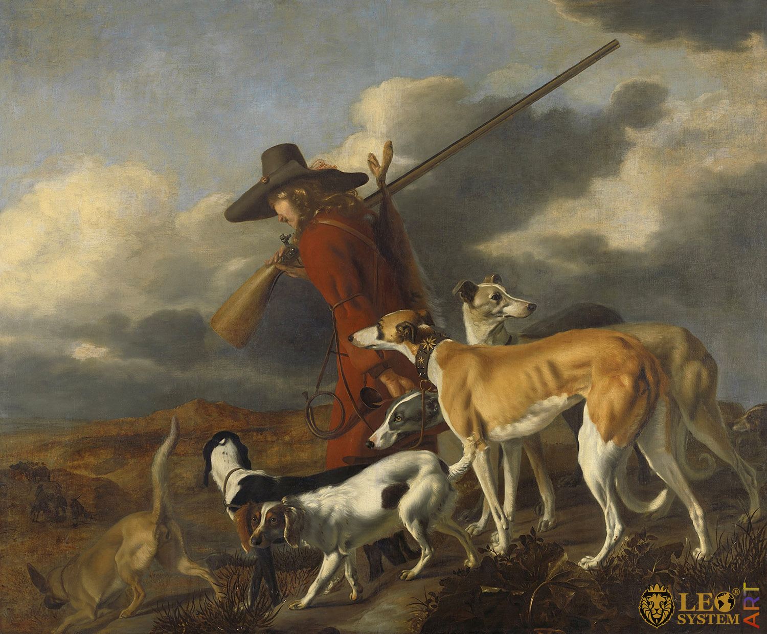 The Hunter, Painter: Adriaen Beeldemaker, 1653, Dutch Painting