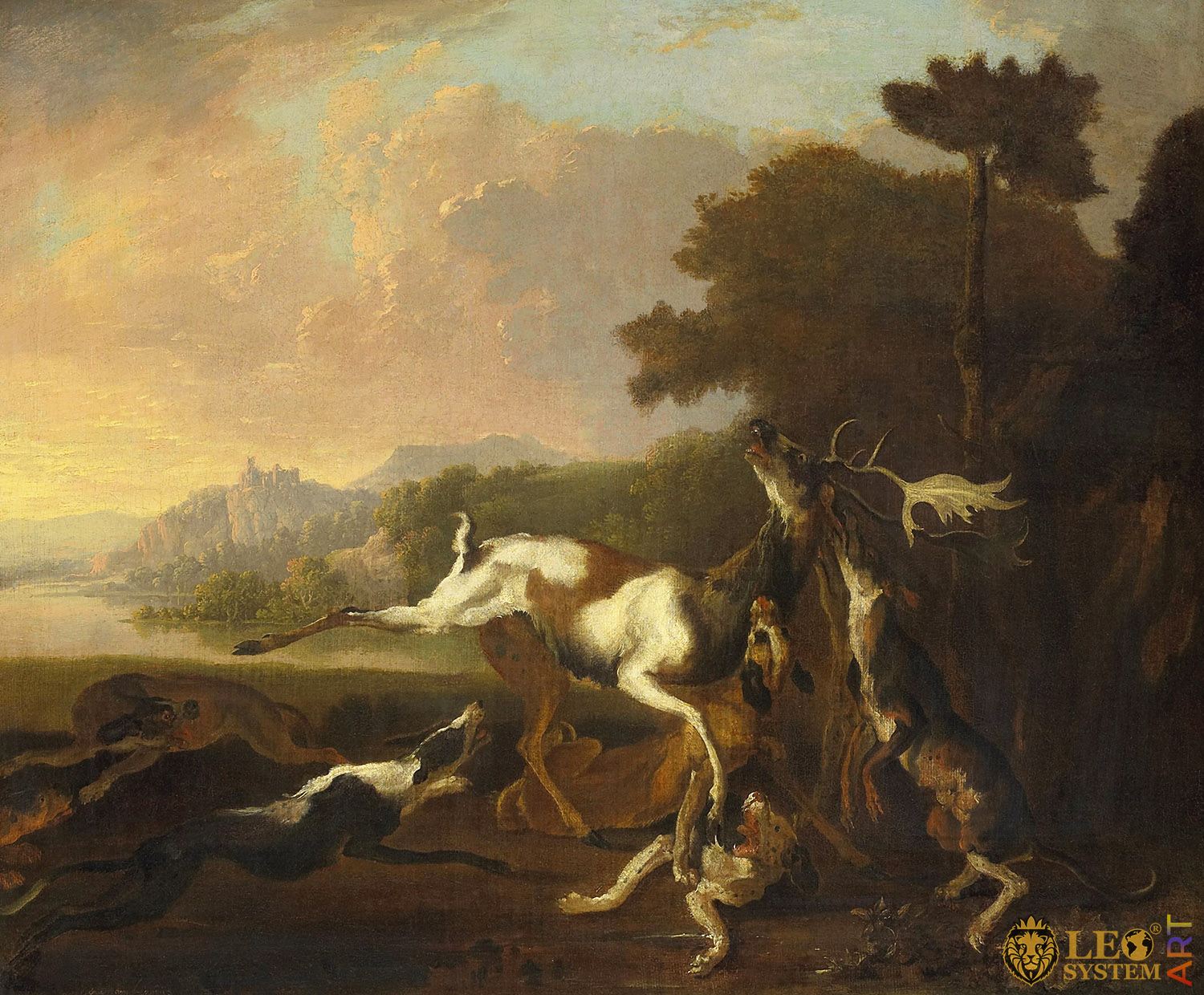 The Deer Hunt, Painter: Abraham Hondius, 1650-1695, Dutch Painting
