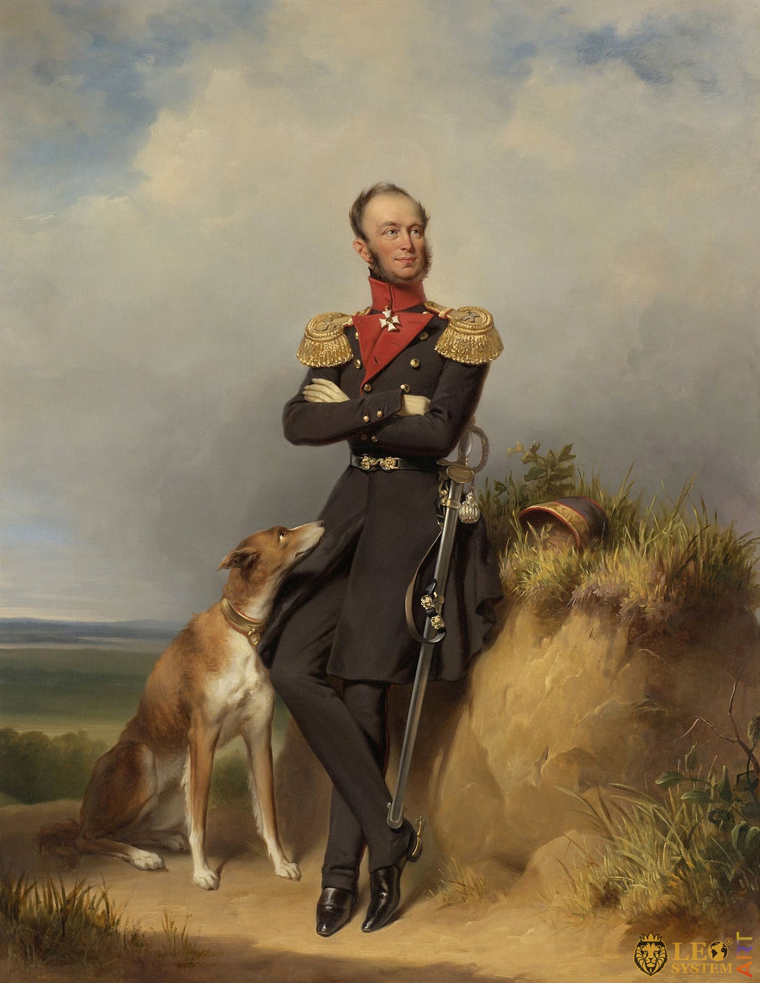 Portrait of William II, King of the Netherlands, Painter: Jan Adam Kruseman, 1839, Original Painting
