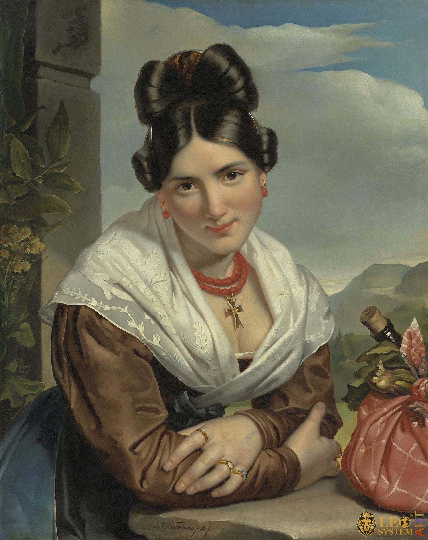 Girl Resting, Painter: Jan Adam Kruseman, 1827, Original Painting