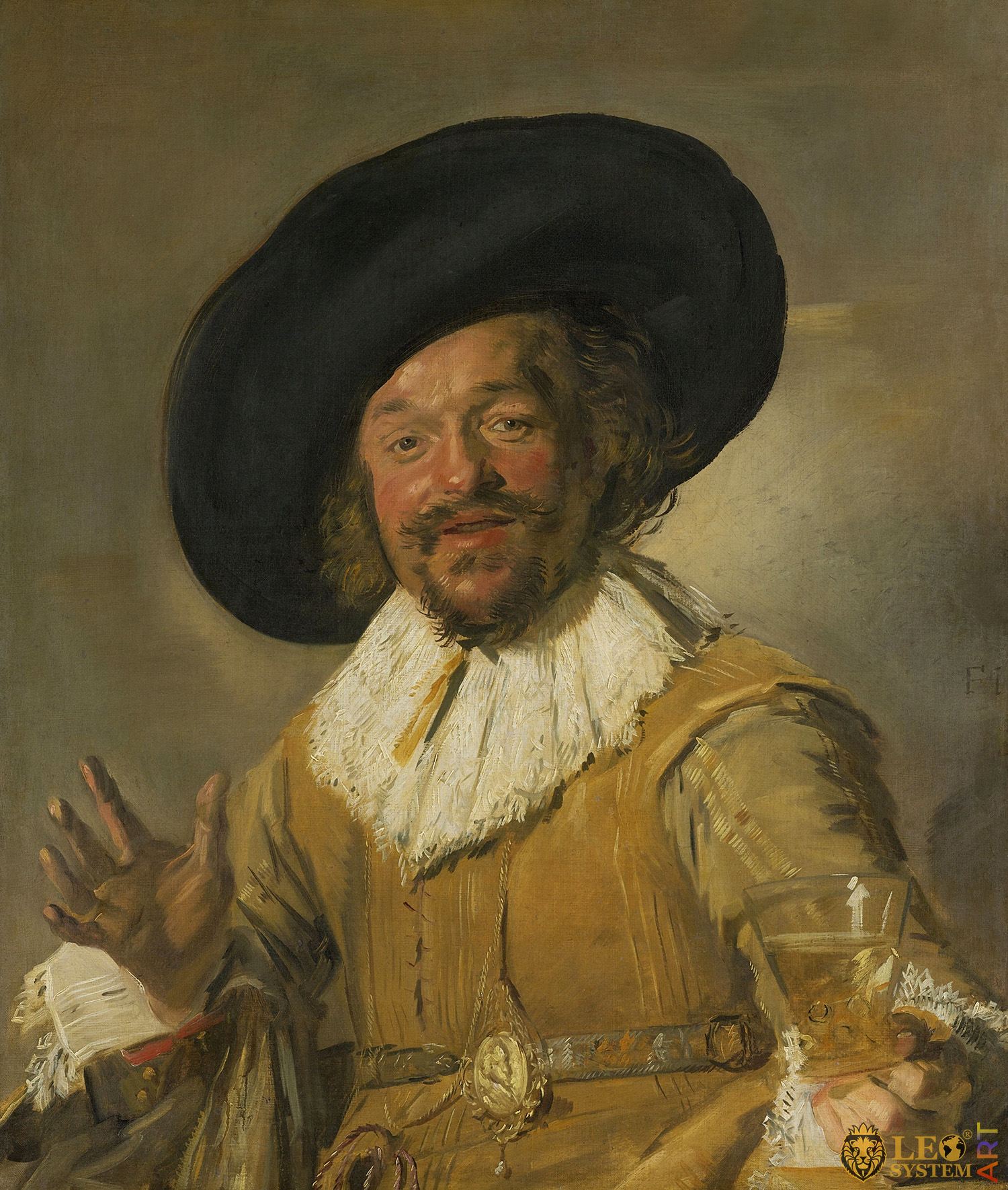A Militiaman Holding a Berkemeyer, Known as the ‘Merry Drinker’, Painter: Frans Hals, 1628-1630, Original Painting