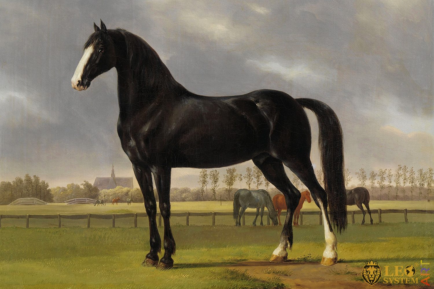 Adriaan van der Hoop’s Trotter ‘De Vlugge’ (The Fast One) in a Meadow, 1828, Original Painting