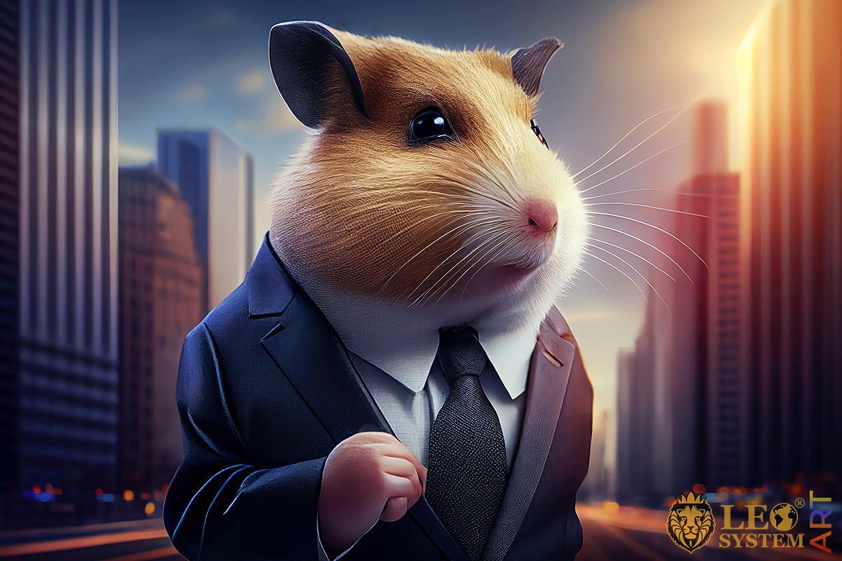 Picture with a businessman in a business suit and a hamster head