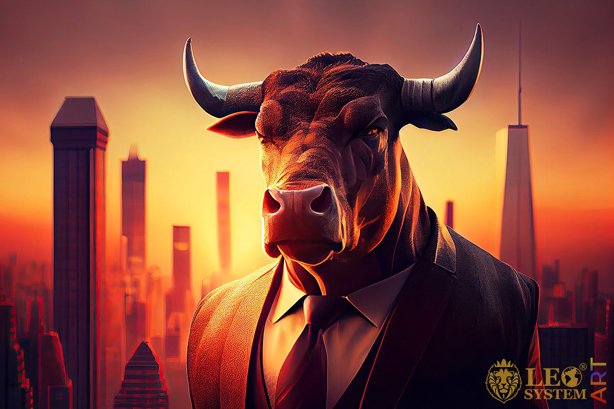 Picture of a business man with a bull's head
