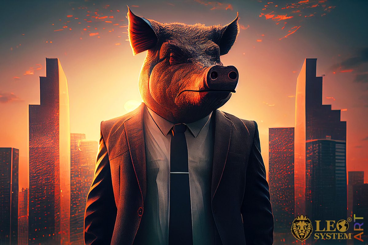 Business man with a boar head
