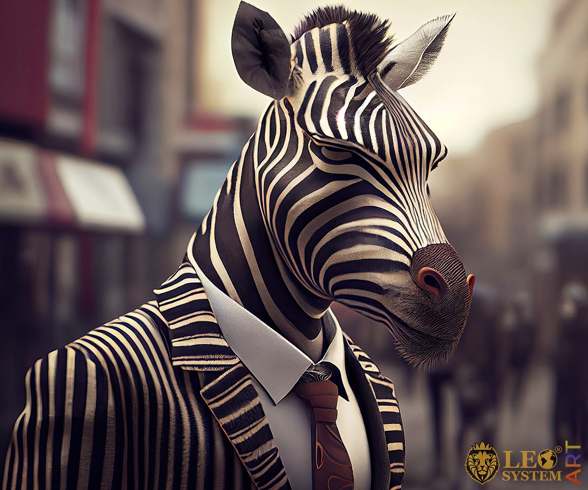 Picture of businessman with zebra head