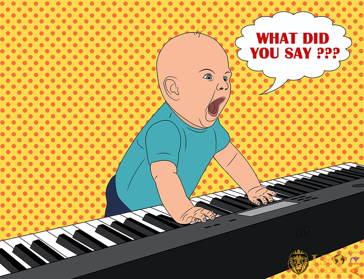 Picture of a screaming baby with a synthesizer