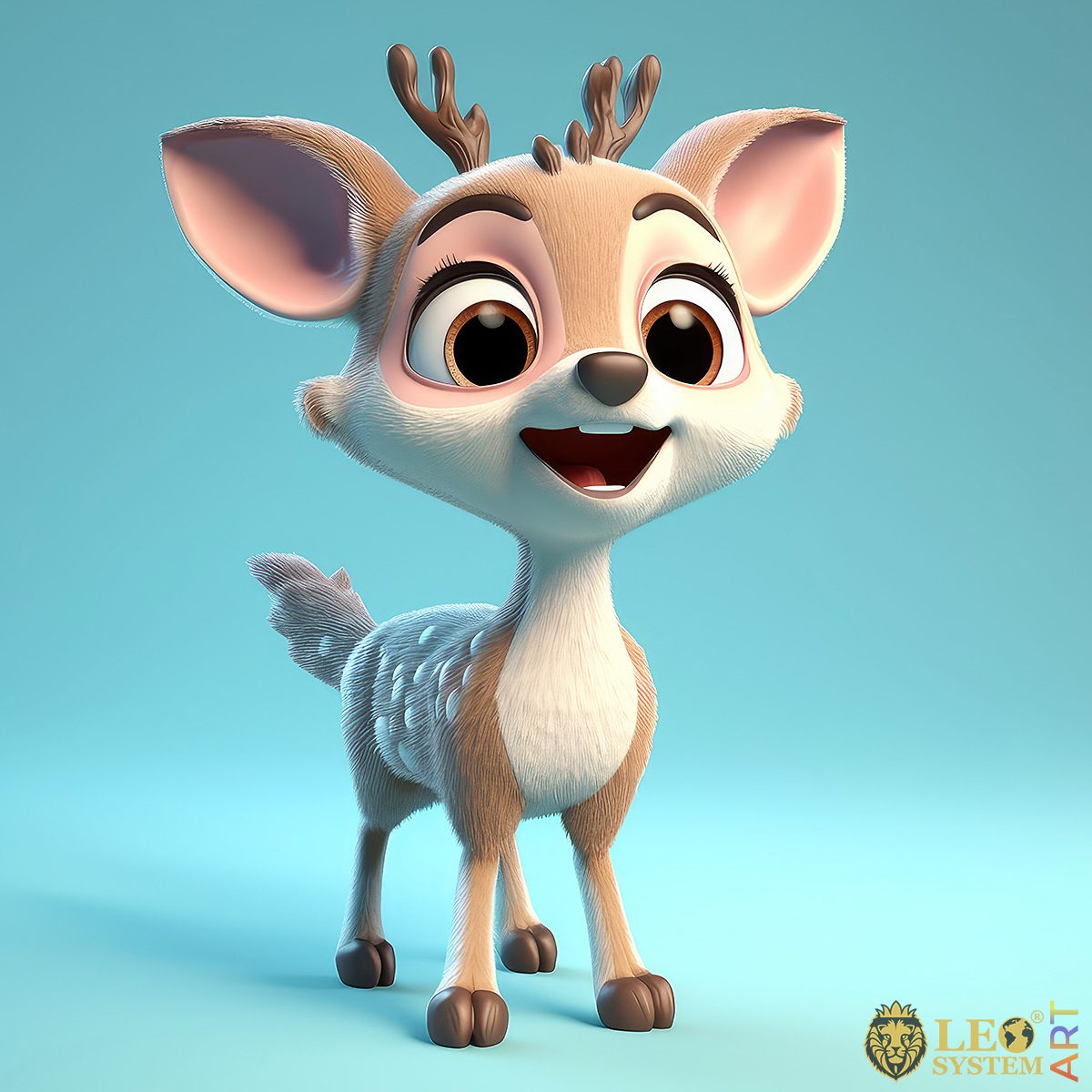 Beautiful 3D Deer with big brown eyes