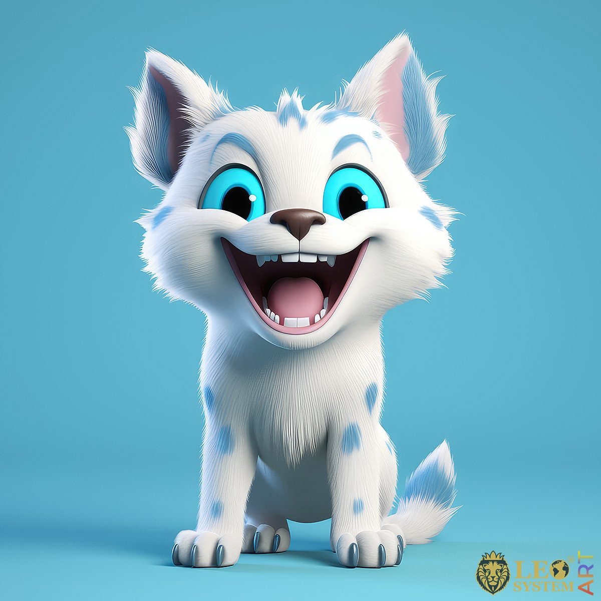 Amazing 3D Lynx with blue eyes