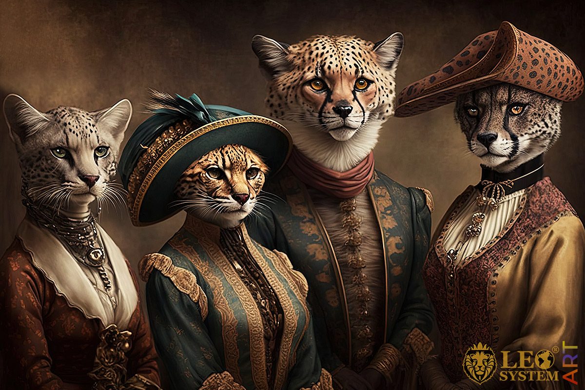 Picture with cheetahs in costumes