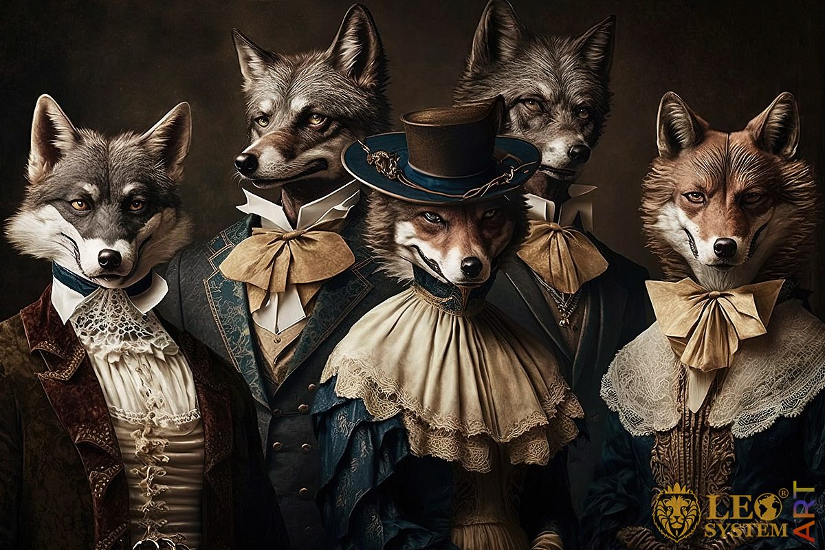 Picture of wolves in beautiful costumes
