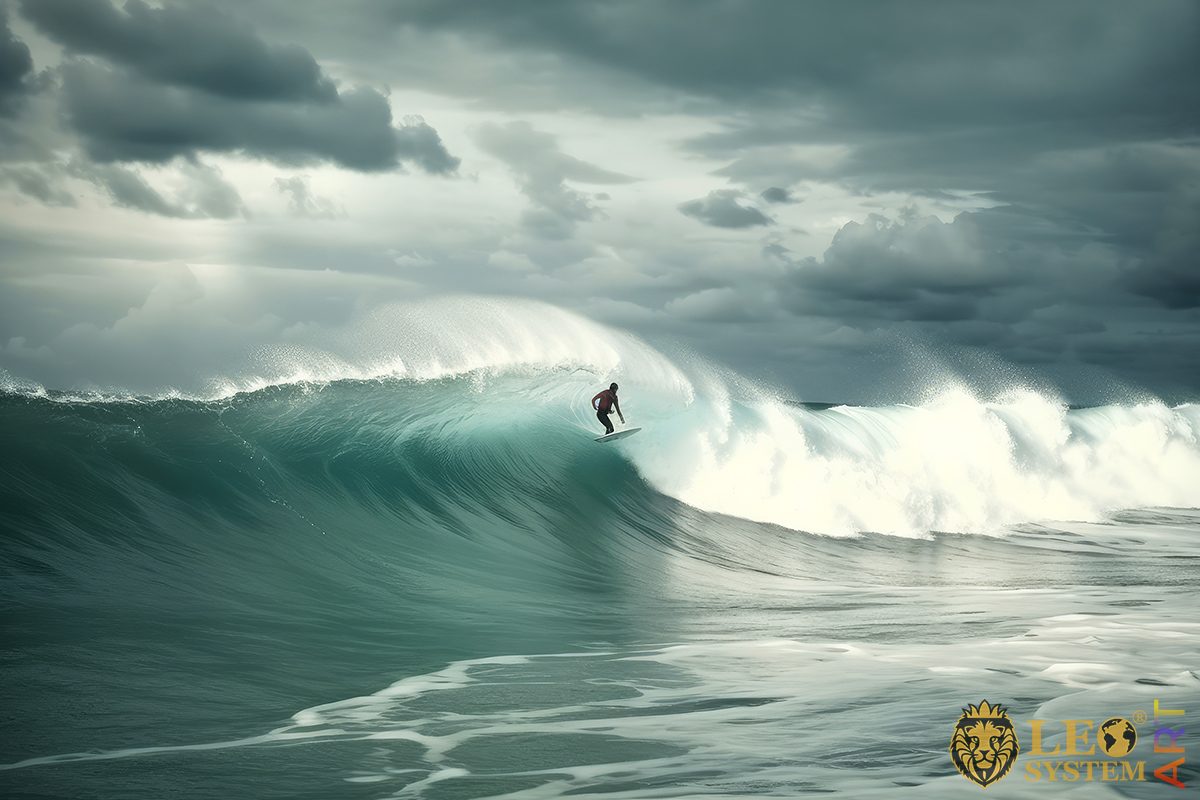 Picture of a surfer on a high wave