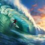 Picture of a surfer on big waves